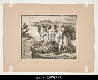 La découverte de Moïse, des tableaux de Loggia. Echetcher: Orazio Borgianni, Italien, ca. 1578–1616After : Raphaël, italien, 1483–1520 Banque D'Images