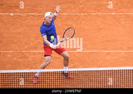 Coupe Davis (Buenos Aires): Jiri Lehecka (République tchèque) contre l'Argentine. Qualificatifs 2022 Banque D'Images