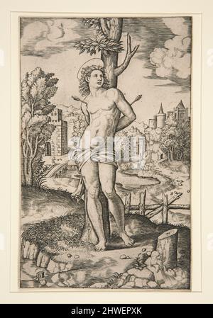 Saint-Sébastien. Artiste: Maître de la Die, italien, actif 1530-1550 Banque D'Images