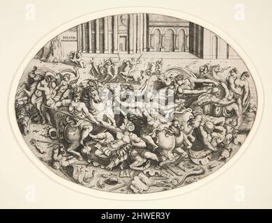 Bataille des Amazones. Artiste: ENEA Vico, Italien, 1523–1567 Banque D'Images