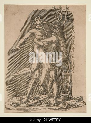 Hercules et Antaeus. Artiste: Inconnu après: Giovanni Antonio da Brescia, Italien, 1470–1520 Banque D'Images