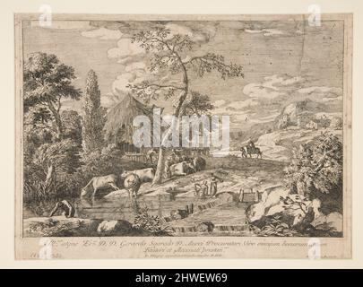 Paysage avec un troupeau de bovins. Artiste: Marco Ricci, Italien, 1676–1729 Banque D'Images