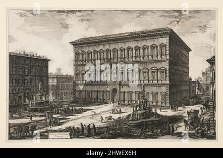 Veduta del Palazzo Farnese (vue sur le Palazzo Farnese), de Vedute di Roma. Artiste: Giovanni Battista Piranesi, Italien, 1720–1778 Banque D'Images