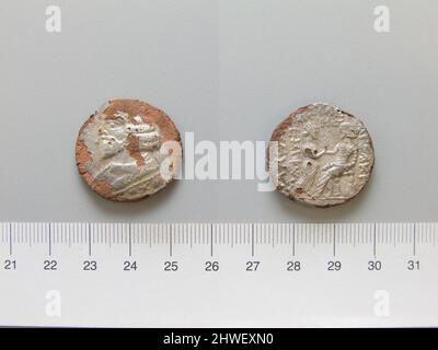 Tetradrachm de Vologases I, roi parthien de Seleucia ad Tigrim. Souverain: Vologases I, roi de Parthia, règle 51–78, mort 78 monnaie: Seleucia ad Tigrim artiste: Inconnu Banque D'Images