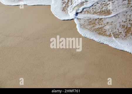 Une vague roule sur le sable à la plage. Beaucoup d'espace pour ajouter votre propre texte ou design Banque D'Images