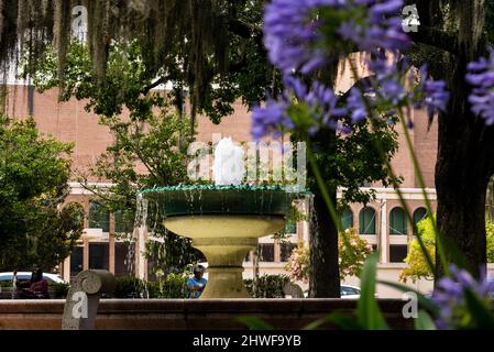 Fontaine commémorative allemande à Orléans Square, Savannah, Géorgie. Banque D'Images