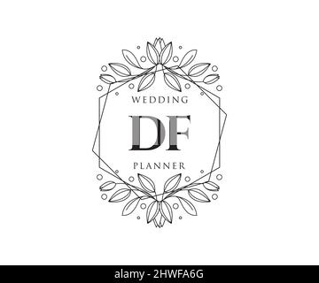 DF initiales lettre mariage monogramme collection de logos, dessin à la main moderne minimaliste et modèles floraux pour cartes d'invitation, Save the Date, élégant Illustration de Vecteur