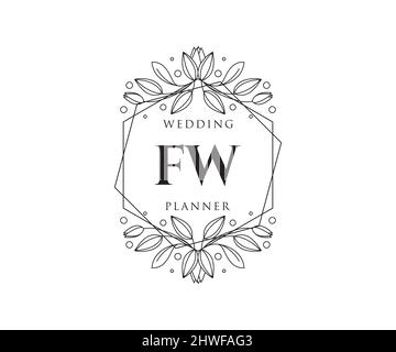 FW initiales lettre mariage monogramme logos collection, dessin à la main moderne minimalistes et modèles floraux pour cartes d'invitation, Save the Date, élégant Illustration de Vecteur