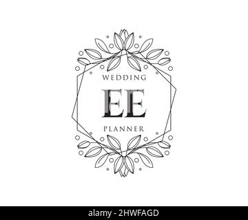 EE initiales lettre mariage monogramme collection de logos, dessin à la main moderne minimaliste et modèles floraux pour cartes d'invitation, Save the Date, élégant Illustration de Vecteur