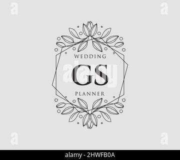 GS initiales lettre mariage monogramme logos collection, dessin à la main moderne minimaliste et modèles floraux pour cartes d'invitation, Save the Date, élégant Illustration de Vecteur