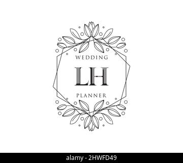 LH initiales lettre mariage monogramme logos collection, dessin à la main moderne minimaliste et modèles floraux pour cartes d'invitation, Save the Date, élégant Illustration de Vecteur