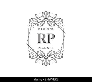 RP initiales lettre mariage monogramme collection de logos, dessin à la main moderne minimaliste et modèles floraux pour cartes d'invitation, Save the Date, élégant Illustration de Vecteur