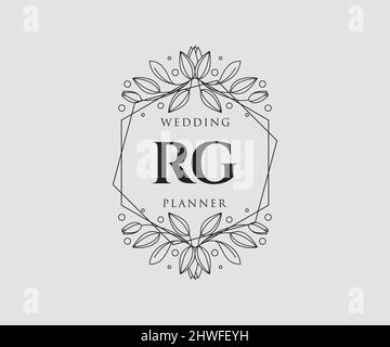 RG initiales lettre mariage monogramme logos collection, dessin à la main moderne minimaliste et modèles floraux pour cartes d'invitation, Save the Date, élégant Illustration de Vecteur