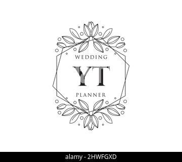 YT initiales lettre mariage monogramme logos collection, dessin à la main moderne minimaliste et modèles floraux pour cartes d'invitation, Save the Date, élégant Illustration de Vecteur