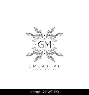 Modèle de lettre initiale de GM avec logo en forme de fleur Vector Premium Illustration de Vecteur