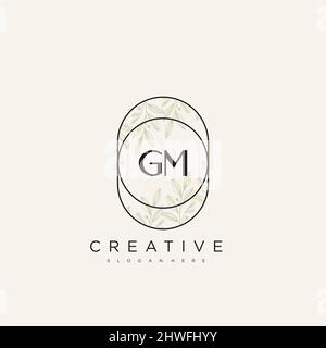 Modèle de lettre initiale de GM avec logo en forme de fleur Vector Premium Illustration de Vecteur