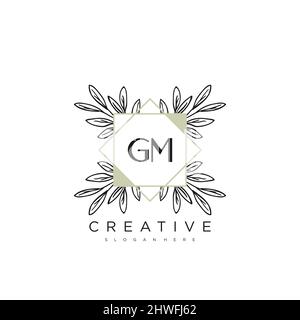 Modèle de lettre initiale de GM avec logo en forme de fleur Vector Premium Illustration de Vecteur