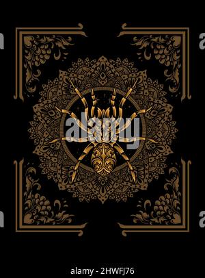 araignée vectorielle d'illustration avec ornement ancien Illustration de Vecteur