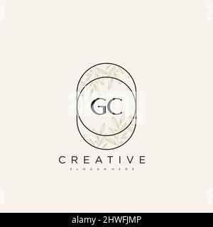 Modèle de logo de fleur de lettre initiale GC Vector Premium Illustration de Vecteur