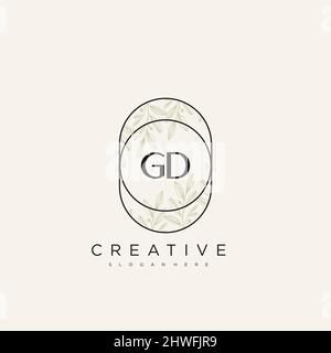 Modèle de logo de fleur de lettre initiale GD Vector Premium Illustration de Vecteur