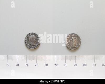 Denarius d'Aulus Vitellius, empereur de Rome. Chef: Aulus Vitellius, empereur de Rome, A.D. 15–69, a gouverné A.D. 68–69 monnaie: Rome artiste: Inconnu Banque D'Images