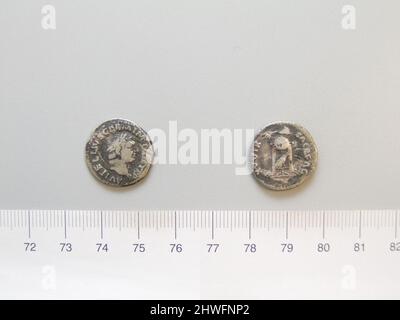 Denarius d'Aulus Vitellius, empereur de Rome. Chef: Aulus Vitellius, empereur de Rome, A.D. 15–69, a gouverné A.D. 68–69 monnaie: Rome artiste: Inconnu Banque D'Images