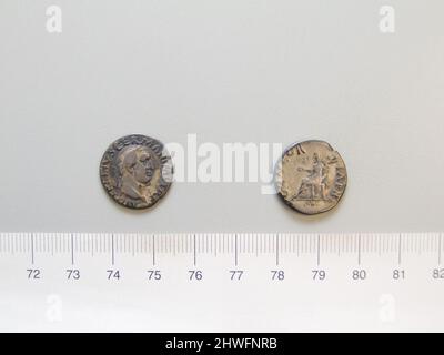 Denarius d'Aulus Vitellius, empereur de Rome. Chef: Aulus Vitellius, empereur de Rome, A.D. 15–69, a gouverné A.D. 68–69 monnaie: Rome artiste: Inconnu Banque D'Images