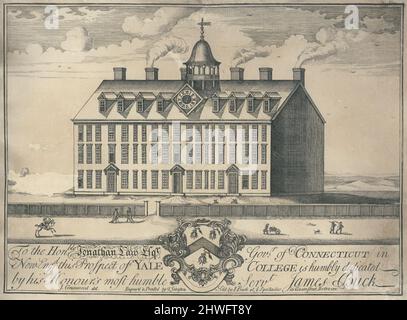 Johnston’s View of Yale College. Artiste: John Inigo Greenwood, américain, 1727–1792After: Thomas Johnston, américain, ca. 1708-1767 Banque D'Images