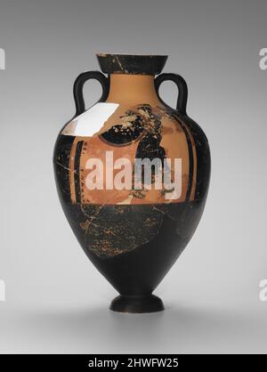 Prix panathénaïque Amphora: A: Athena, B: Course de chars. Artiste: Kleophrades artiste-peintre, grec, Attique, ca. 505–475 C.-B. Banque D'Images