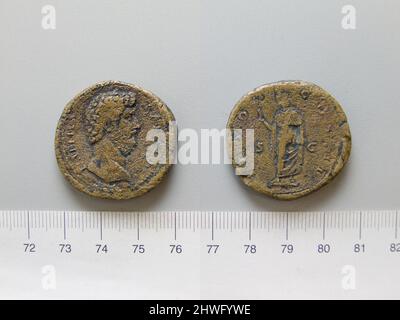 Sestertius de Lucius Verus, co-empereur de Rome. Dirigeant: Lucius Verus, empereur de Rome, A.D. 130–169, a régné 161–69 artiste: Inconnu Banque D'Images