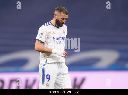 5th mars 2022 ; Santiago Bernabeu, Madrid, Espagne ; la Liga football, Real Madrid contre Real Sociedad: Karim Benzema Banque D'Images