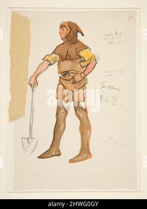 Jardinier, croquis de costume pour la production planifiée de Richard II de Henry Irving en 1898 Artiste: Edwin Austin Abbey, cuisine américaine, 1852–1911, M.A. (HON.) 1897 Banque D'Images