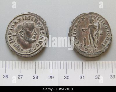 1 Nummus de Maximian de Lugdunum. Dirigeant : Maximian, empereur de Rome, ca. 250 environ 310, réglée 286–305 monnaie: Lugdunum Banque D'Images