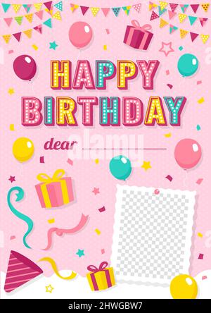Illustration vectorielle de carte de vœux de joyeux anniversaire (avec un espace où vous pouvez écrire votre nom librement) Illustration de Vecteur