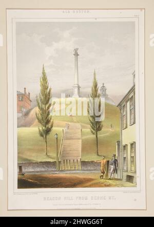 Old Boston: Beacon Hill de Derne St.; planche 2 d'un ensemble de 5. Artiste: J. H. Bufford et son’s, Lith., Boston, active mi-19th centuryAfter: John Rubens Smith, américain, né en Angleterre, 1775–1849 Banque D'Images