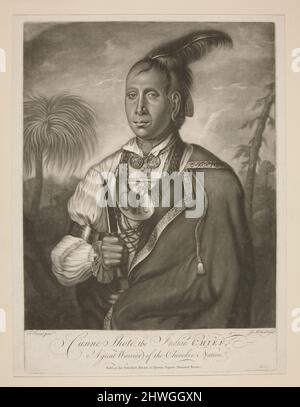 Cunne Shote, le chef indien, Un grand guerrier de la nation Cherokee. Graveur: James McArdell, irlandais, ca. De 1729 à 1765After : Francis Parsons, britannique, actif de 1763 à 83, meurt en 1804 Banque D'Images