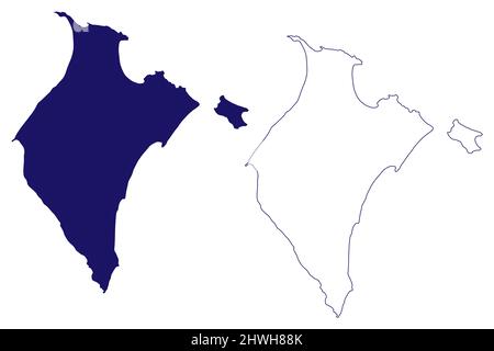 Illustration vectorielle de la carte de l'île de conception (Commonwealth des Bahamas, Amérique de Cenrtal, îles des Caraïbes), croquis de scribble carte de conception Illustration de Vecteur