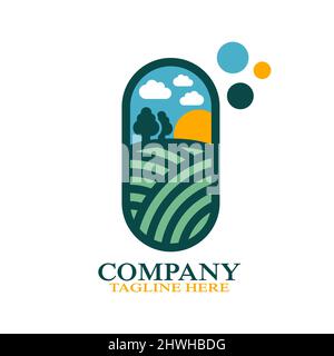 Logo moderne de la pilule médicale écologique. Illustration vectorielle Illustration de Vecteur