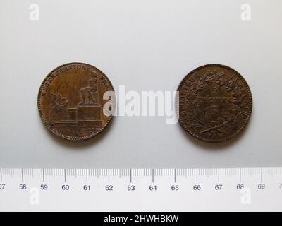 5 Sols Token de la Révolution française. Menthe: Paris artiste: Inconnu Banque D'Images
