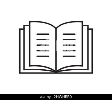 Icône de livre simple linéaire plat. Pictogramme pour la lecture, l'étude, l'information, le concept d'éducation. Illustration de ligne vectorielle isolée sur fond blanc, Illustration de Vecteur