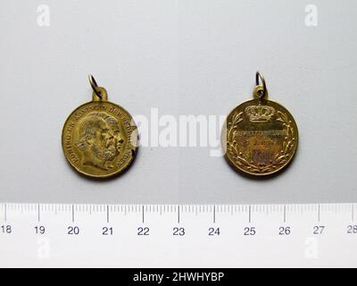 Médaille commémorant le mariage du roi William III et d'Emma de Waldeck et Pyrmont. Objet: Willem III, néerlandais, 1817–1890 objet: Emma de Waldeck et Pyrmont, néerlandais, 1858–1934 monnaie: Conseil du revenu artiste: Inconnu Banque D'Images