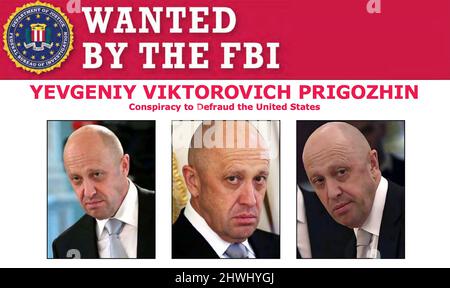 YEVGENTY PRIGOZHIN FBI voulait une affiche pour l'oligarque russe. Photo: FBI Banque D'Images