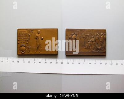 Bronze Plaquette d'Italie commémorant il Quarto Congresso Geografico Italiano a Milano (quatrième Congrès géographique de Milan). Menthe: Milan artiste: Federico Johnson, Italien, 1855–1937 artiste: Angelo Capuccio artiste, copie après: Tranquillo Cremona, Italien, 1837–1878 Banque D'Images