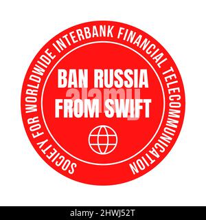 Icône symbole Ban Russie de SWIFT Banque D'Images