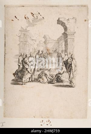 Disciple laver les pieds du Christ, non 1 de 11 de la petite passion. Artiste : Jacques Callot, français, 1592–1635 Banque D'Images