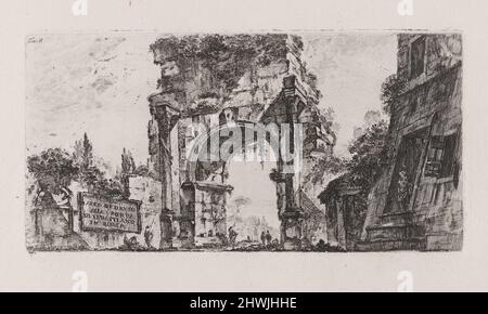 VAT. 8 Arco di Druso alla Porta di Sebastiano à Roma (PL. 8 Arc de Drusus à la Porta di Sebastiano à Rome), de Alcune Vedute di Archi Trionfali ed altri monumenti inalzati da Romani parte de quali se gonvego à Roma e parte per l’Italia (Quelques vues des Arches de Triumphal et d'autres monuments érigés par les Romains dont certains sont à Rome et d'autres ailleurs en Italie). Artiste: Giovanni Battista Piranesi, Italien, 1720–1778 Banque D'Images