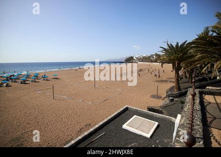 playa grande plage principale puerto del carmen, lanzarote, îles canaries, espagne Banque D'Images