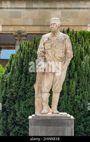 Statue de Staline dans la ville de Gori lieu de naissance de Staline, la Géorgie. Banque D'Images