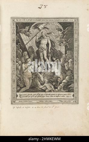 Christ en Limbo, pl. 19 de la série Passio, Mors, et Resurrectio, DN. Nostri Iesu Christi (la passion, la mort et la Résurrection du Christ). Graveur: Adriaen Collaert, flamand, 1560–1618After: Stradanus (Jan van der Straet), flamand, 1523–1605Publisher: Philip Galle, flamand, 1537–1612 Banque D'Images