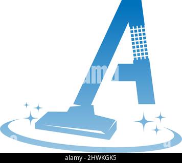 Illustration du logo du service de nettoyage avec la lettre A, vecteur de modèle d'icône Illustration de Vecteur